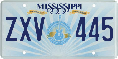 MS license plate ZXV445