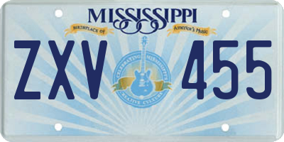 MS license plate ZXV455