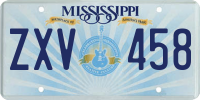 MS license plate ZXV458