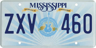 MS license plate ZXV460