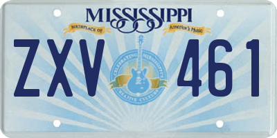 MS license plate ZXV461