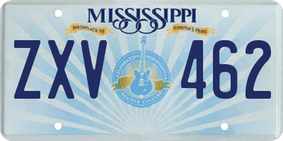 MS license plate ZXV462