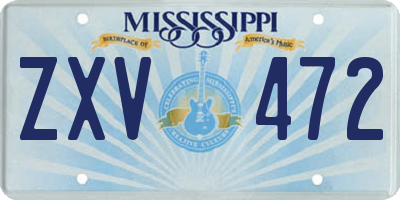 MS license plate ZXV472