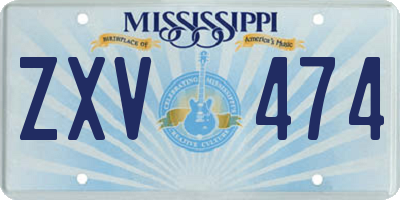 MS license plate ZXV474