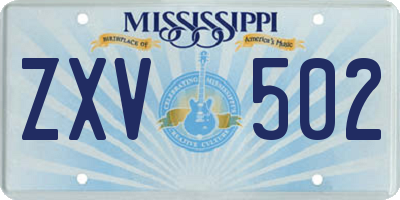 MS license plate ZXV502