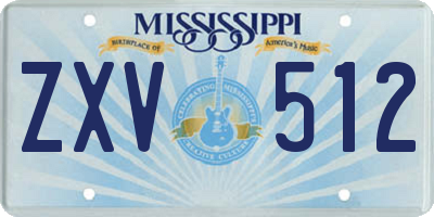 MS license plate ZXV512