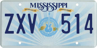 MS license plate ZXV514