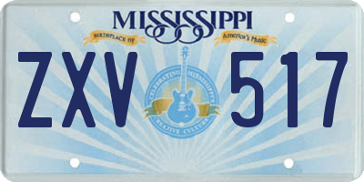 MS license plate ZXV517
