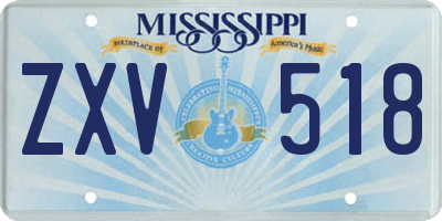 MS license plate ZXV518
