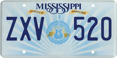 MS license plate ZXV520