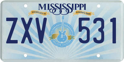 MS license plate ZXV531
