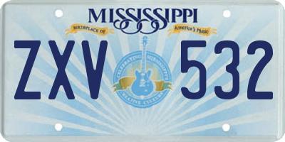 MS license plate ZXV532