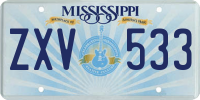 MS license plate ZXV533