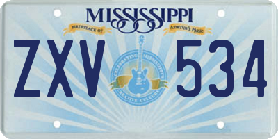 MS license plate ZXV534