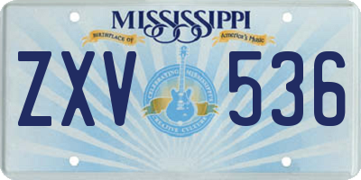 MS license plate ZXV536