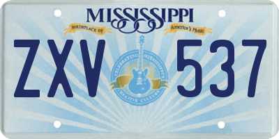 MS license plate ZXV537