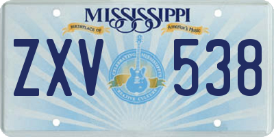 MS license plate ZXV538