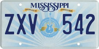 MS license plate ZXV542