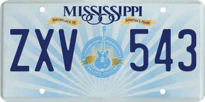 MS license plate ZXV543