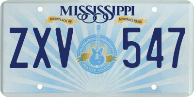 MS license plate ZXV547