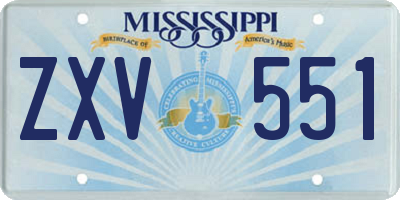 MS license plate ZXV551