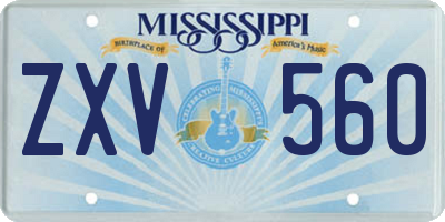 MS license plate ZXV560