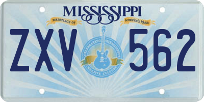 MS license plate ZXV562