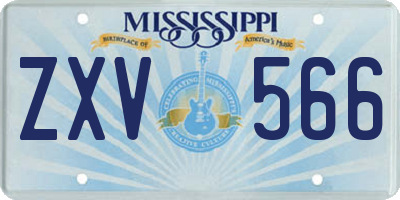 MS license plate ZXV566
