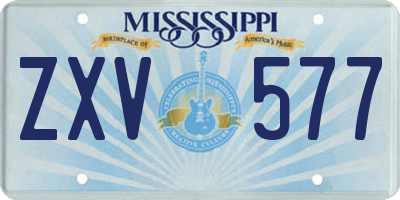 MS license plate ZXV577