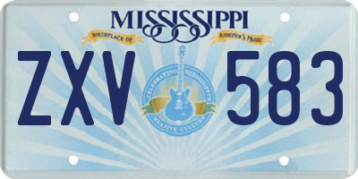 MS license plate ZXV583