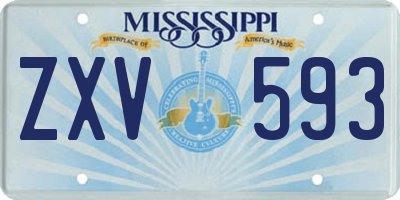MS license plate ZXV593