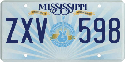 MS license plate ZXV598
