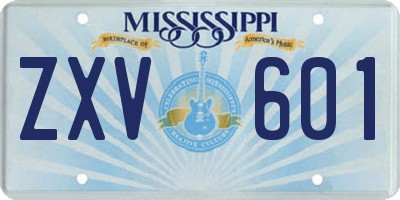 MS license plate ZXV601
