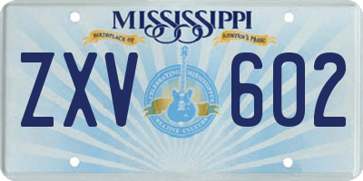 MS license plate ZXV602