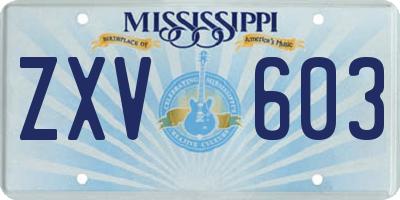 MS license plate ZXV603