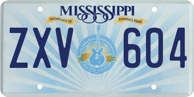 MS license plate ZXV604