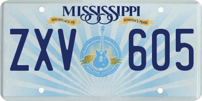 MS license plate ZXV605