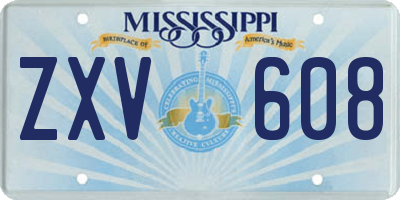 MS license plate ZXV608