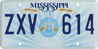 MS license plate ZXV614