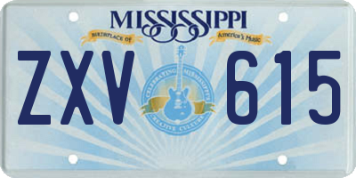 MS license plate ZXV615