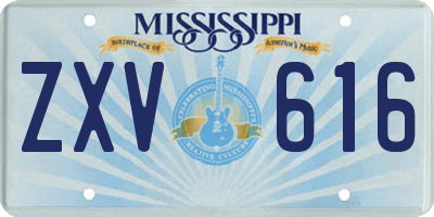 MS license plate ZXV616