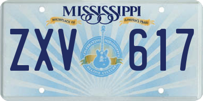 MS license plate ZXV617
