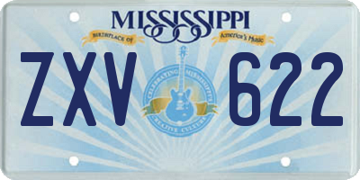 MS license plate ZXV622