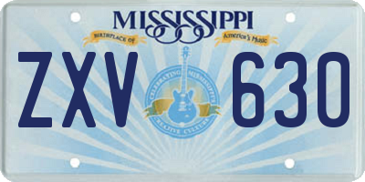 MS license plate ZXV630