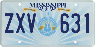 MS license plate ZXV631