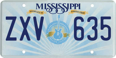 MS license plate ZXV635
