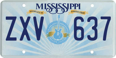 MS license plate ZXV637