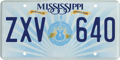 MS license plate ZXV640
