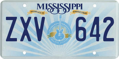MS license plate ZXV642