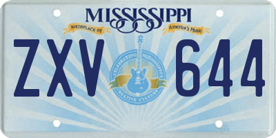 MS license plate ZXV644